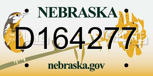 D164277 Nebraska License Plate