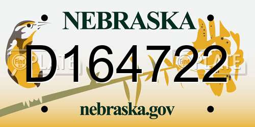 D164722 Nebraska License Plate