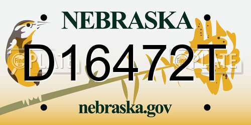 D16472T Nebraska License Plate