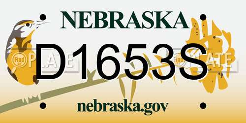 D1653S Nebraska License Plate