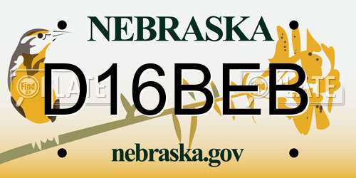 D16BEB Nebraska License Plate
