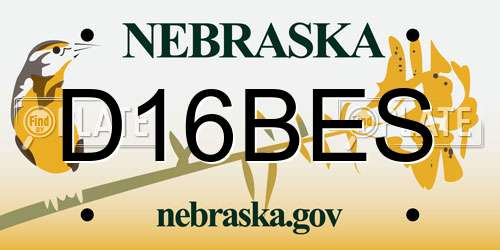 D16BES Nebraska License Plate