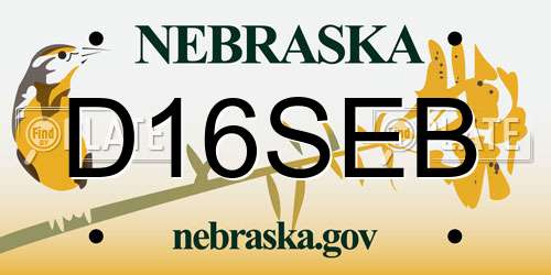 D16SEB Nebraska License Plate