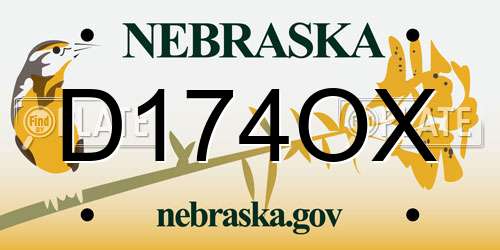 D174OX Nebraska License Plate
