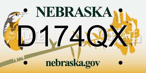 D174QX Nebraska License Plate