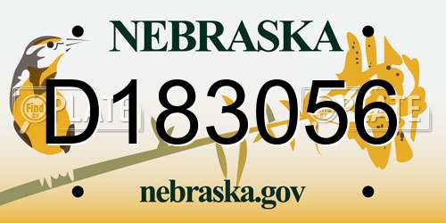 D183056 Nebraska License Plate