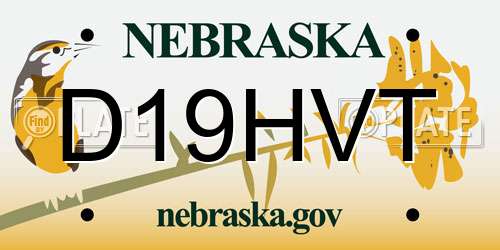 D19HVT Nebraska License Plate