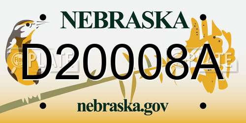 D20008A Nebraska License Plate