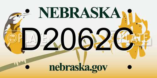 D2062C Nebraska License Plate
