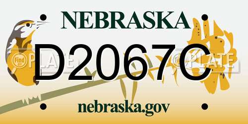 D2067C Nebraska License Plate