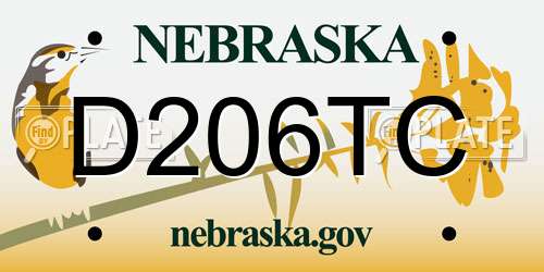 D206TC Nebraska License Plate