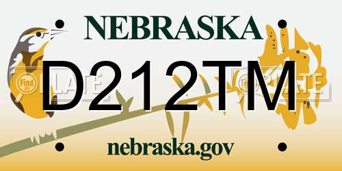 D212TM Nebraska License Plate