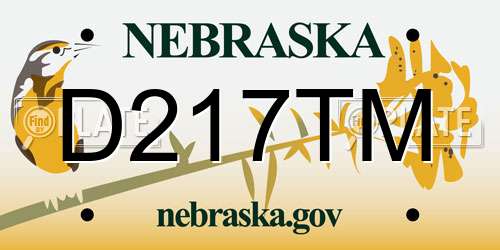 D217TM Nebraska License Plate