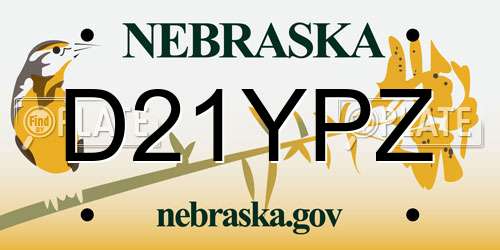 D21YPZ Nebraska License Plate