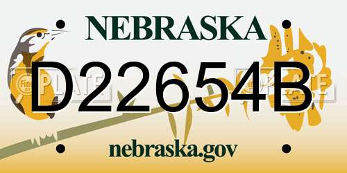 D22654B Nebraska License Plate