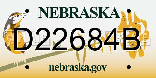 D22684B Nebraska License Plate