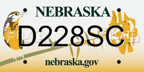D228SC Nebraska License Plate