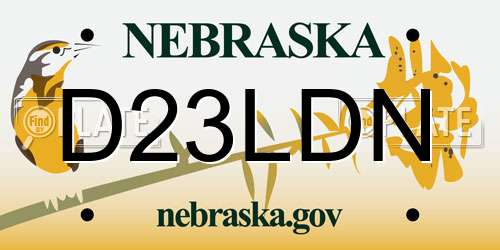 D23LDN Nebraska License Plate