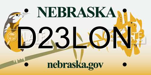 D23LON Nebraska License Plate
