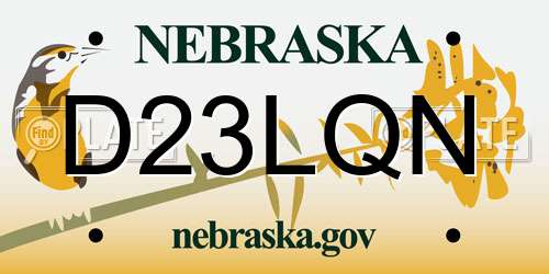 D23LQN Nebraska License Plate
