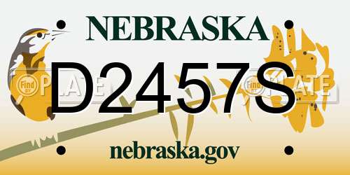 D2457S Nebraska License Plate