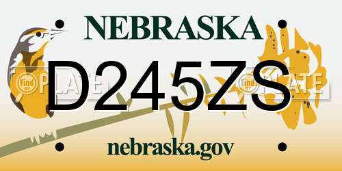D245ZS Nebraska License Plate
