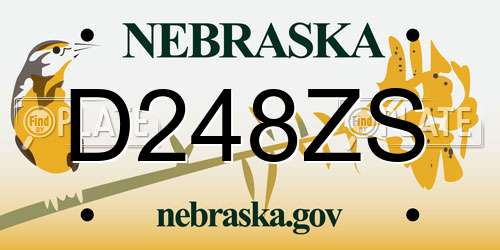 D248ZS Nebraska License Plate