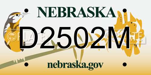 D2502M Nebraska License Plate