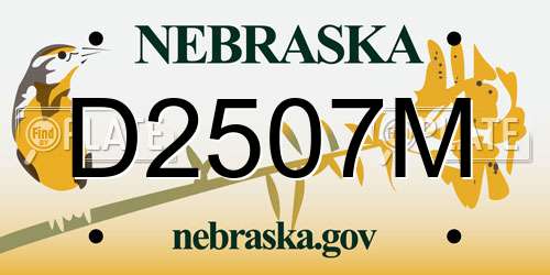 D2507M Nebraska License Plate