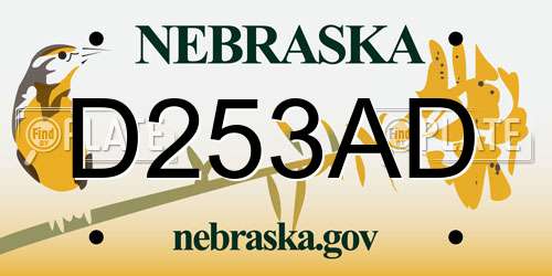 D253AD Nebraska License Plate