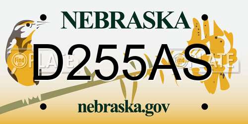 D255AS Nebraska License Plate