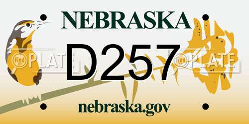 D257 Nebraska License Plate
