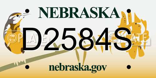 D2584S Nebraska License Plate