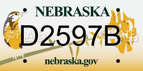D2597B Nebraska License Plate