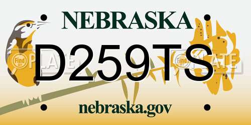 D259TS Nebraska License Plate
