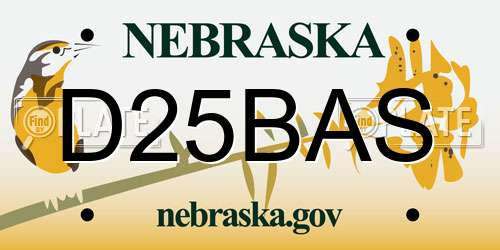 D25BAS Nebraska License Plate