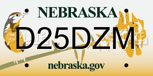 D25DZM Nebraska License Plate