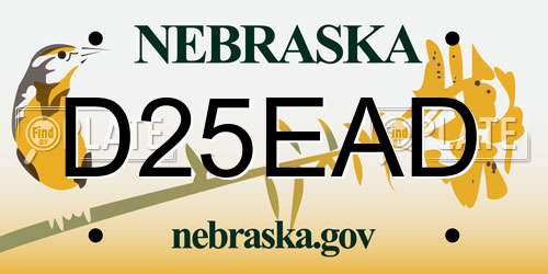 D25EAD Nebraska License Plate