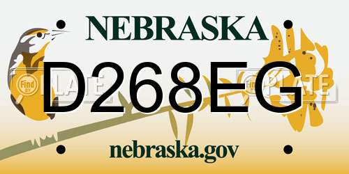D268EG Nebraska License Plate
