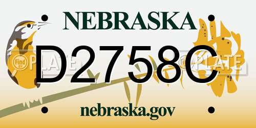 D2758C Nebraska License Plate