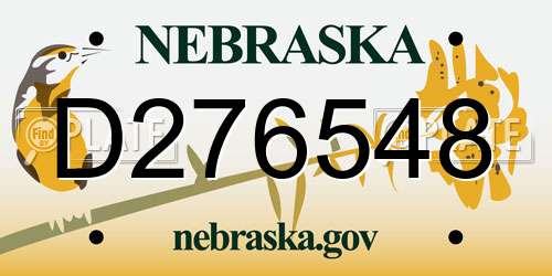 D276548 Nebraska License Plate