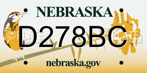 D278BC Nebraska License Plate