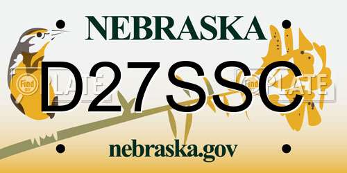 D27SSC Nebraska License Plate