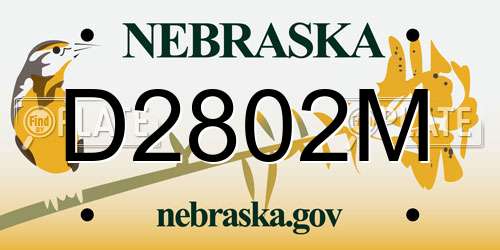 D2802M Nebraska License Plate