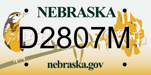 D2807M Nebraska License Plate