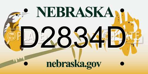 D2834D Nebraska License Plate