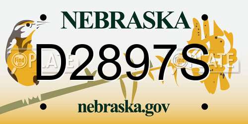 D2897S Nebraska License Plate