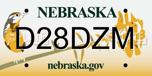 D28DZM Nebraska License Plate