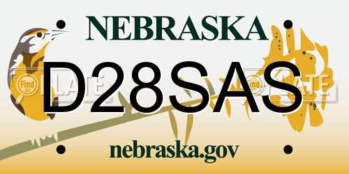 D28SAS Nebraska License Plate
