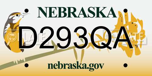 D293QA Nebraska License Plate